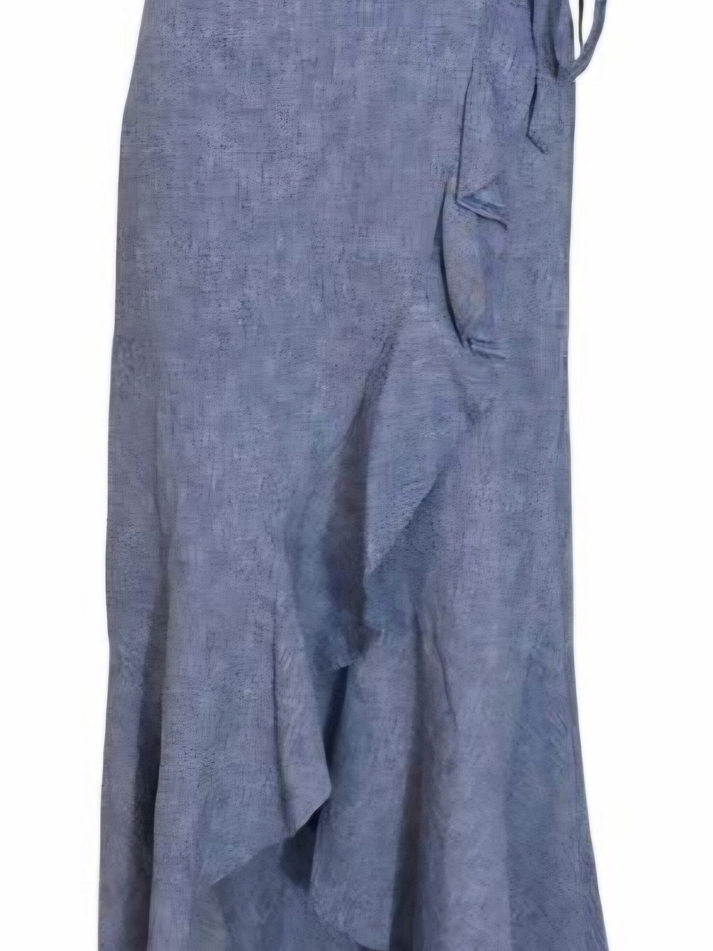 Express Women's Boho Linen Cotton Light Chambray Tie Wrap Ruffle Midi Skirt - Picture 2 of 5